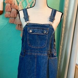 80s Route 66 Denim Jumper Dress | XL